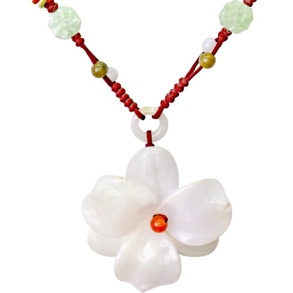 Watsonia Flower Blossom Handmade Jade Necklace Pendant - Picture 2 of 5